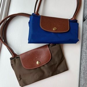 👜 BLUE Longchamp Le Pliage Small Shoulder Tote